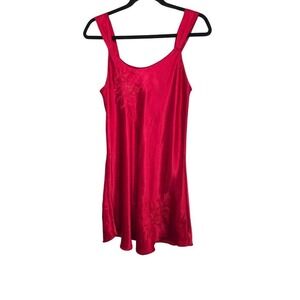 Inner Most Red Embroidered Satin Nightgown Small